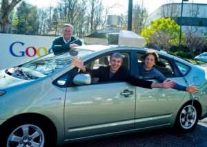 Larry Page et Sergey Brin sur la Google Car